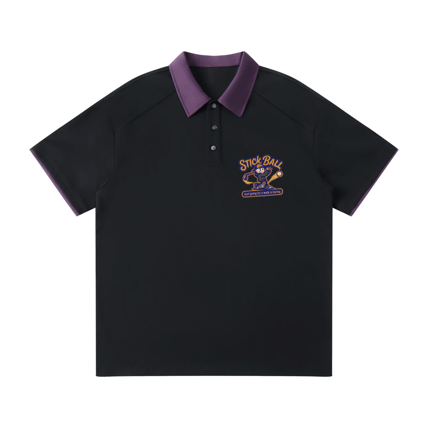 Contrast Collar Raglan Polo Shirt