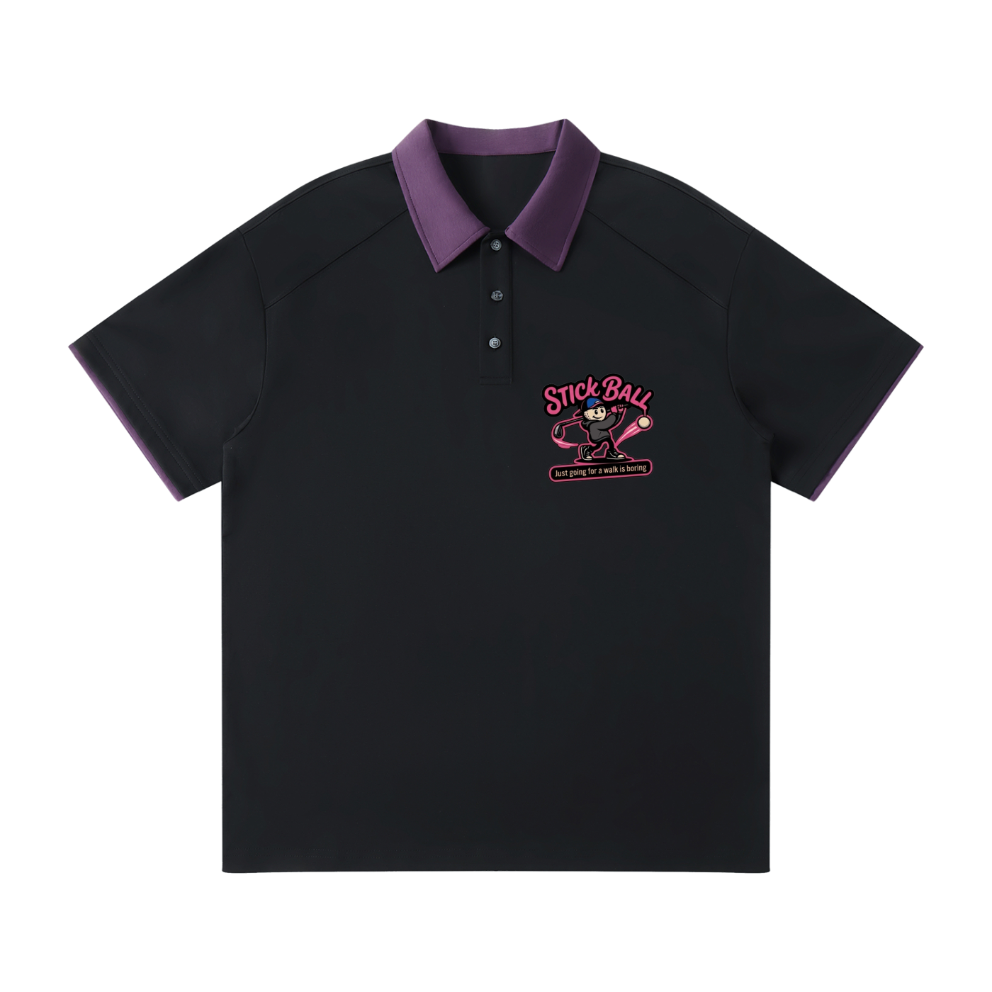 Contrast Collar Raglan Polo Shirt