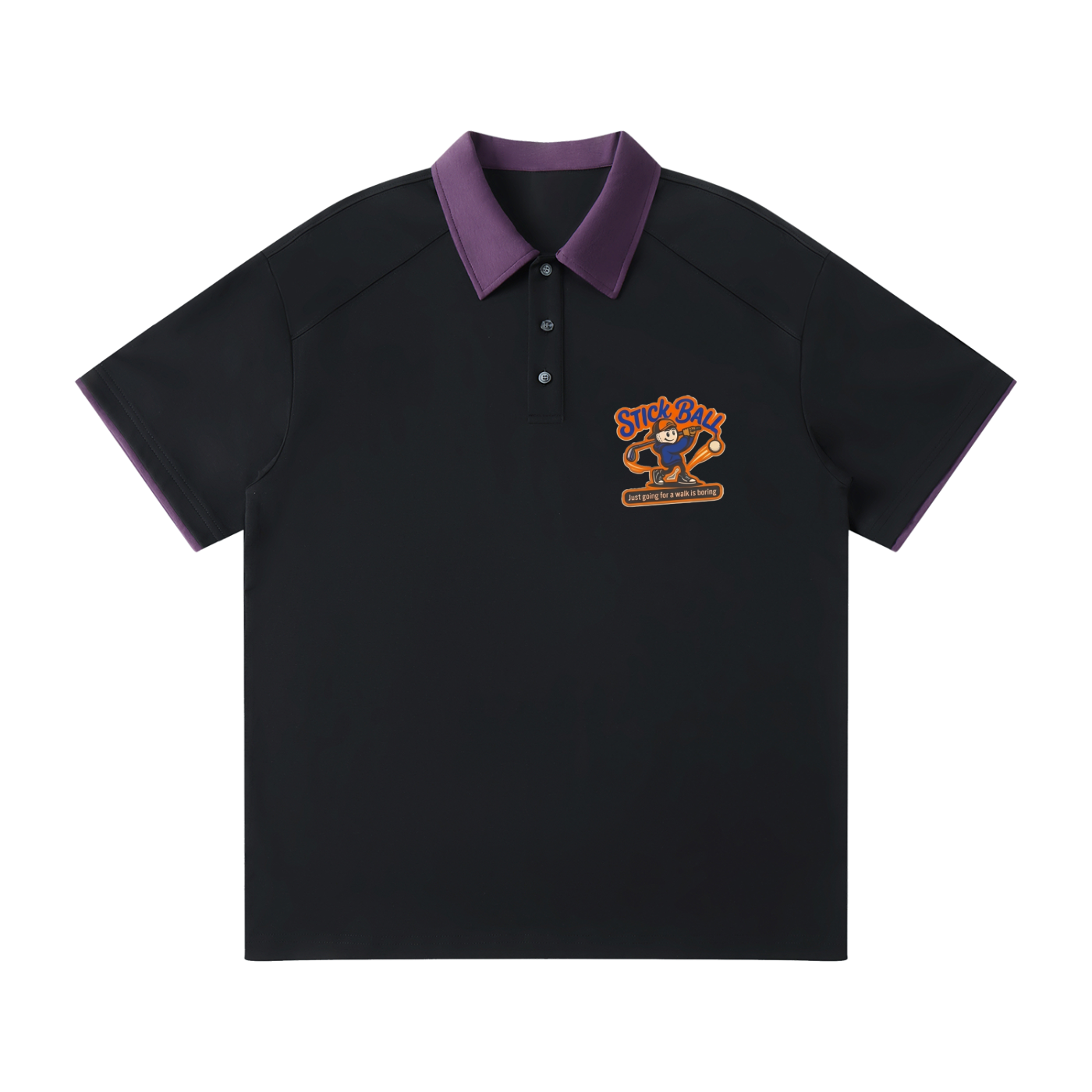 Contrast Collar Raglan Polo Shirt