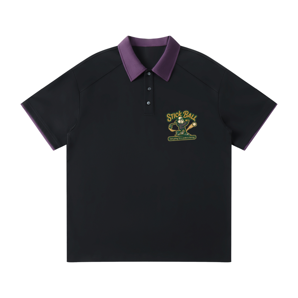 Contrast Collar Raglan Polo Shirt