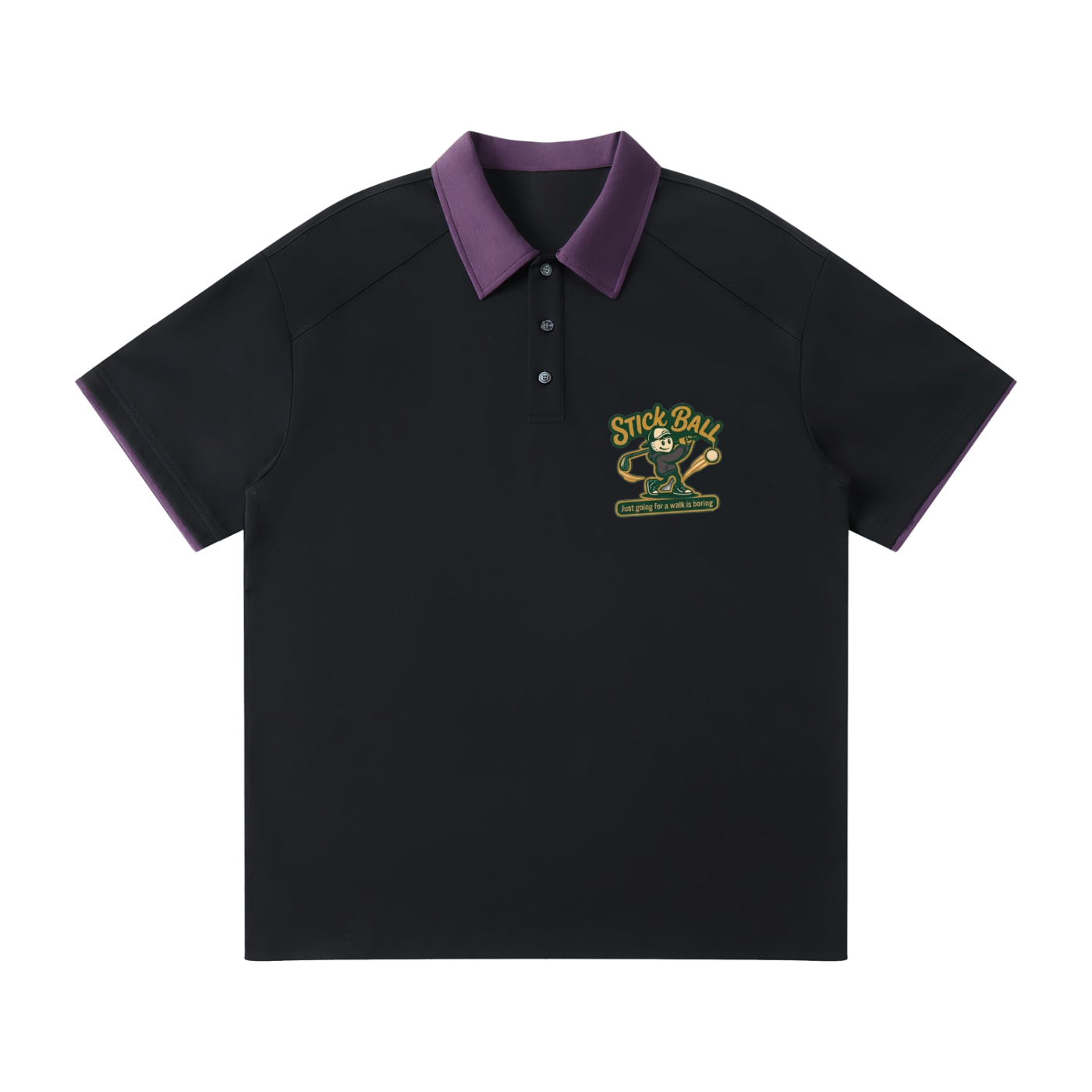 Contrast Collar Raglan Polo Shirt