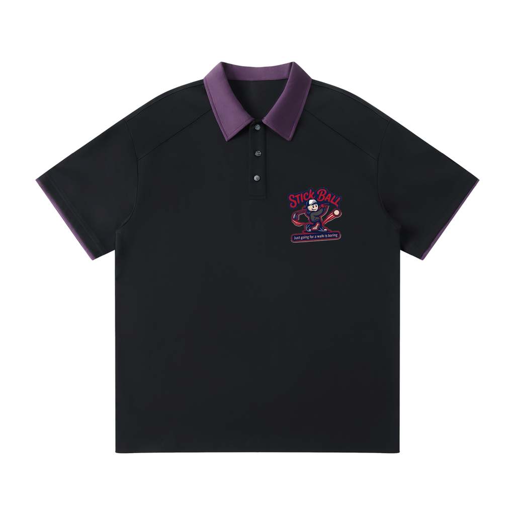 Contrast Collar Raglan Polo Shirt